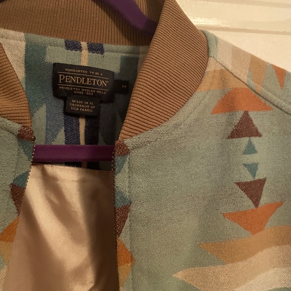 Pendleton Wool Bomber Jacket in Aqua Rio Rancho - Picture 2 of 4